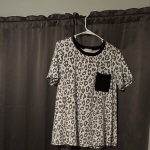 Leopard Print Women's Top with Black Accents